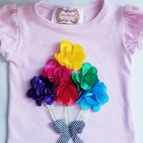 Just Couture Pink Flower Top 100% Cotton Baby Girl Size 3-6M - Picture 3 of 8